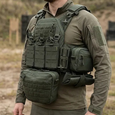 Комплект плитоноска Kiborg GU Gen.2 + 6 підсумків Хакі