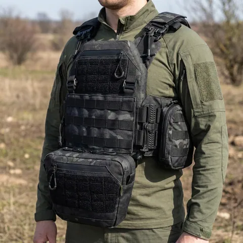 Комплект Плитонока Kiborg GU Gen.2 з двома підсумками та захистом 1 класу Чорний Мультикам