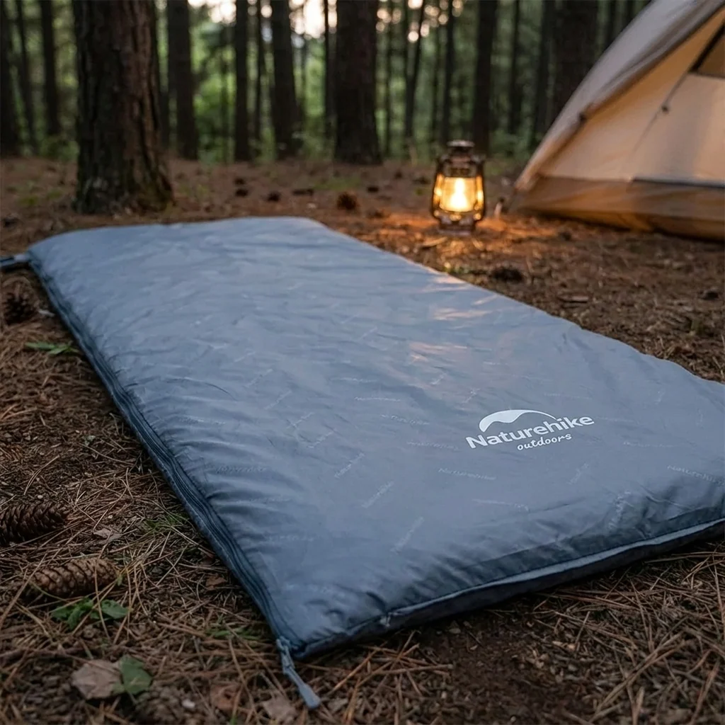 Спальник надлегкий Naturehike Ultralight LW180 NH21MSD09 лівий, (15°C), p-p M, сіро-синій