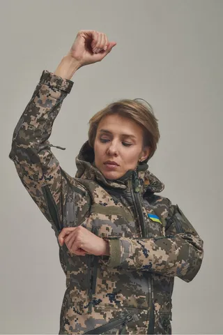 Зимова утеплена жіноча FS куртка-трансформер Soft Shell 2в1, піксель — фото 8