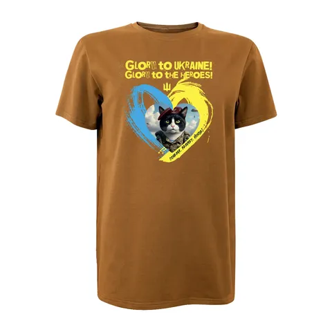 Футболка з принтом Glory to Ukraine! Glory to Heroes! кулір шовкографія койот — фото 7