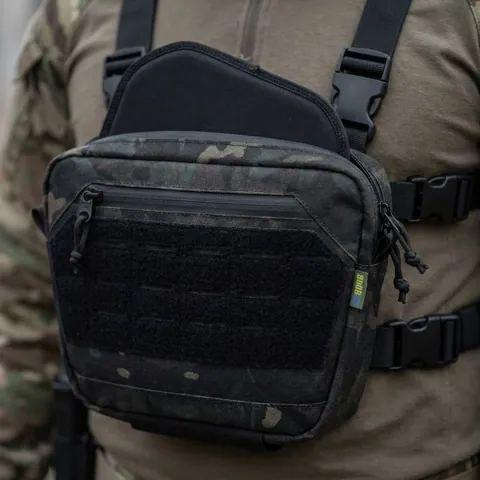 Сумка-напашник XL Kiborg з балістичним захистом 2 клас Militex Чорний Мультикам — фото 3