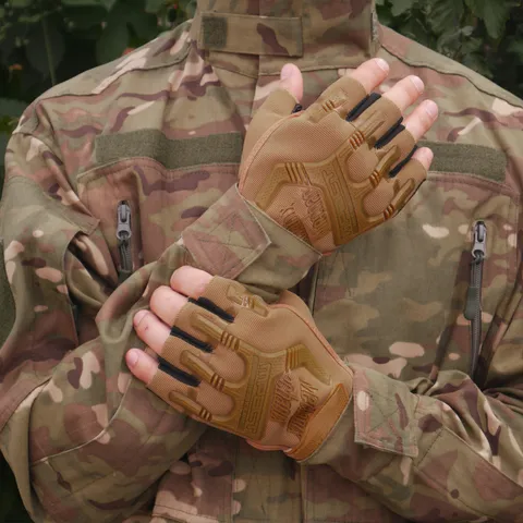 Безпалі Рукавиці койот з гумовим демпфером Mechanix — фото 9
