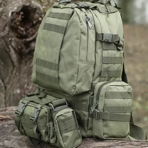 Тактичний рюкзак Molle Assault 55л + (3 органайзери) Олива — фото 4