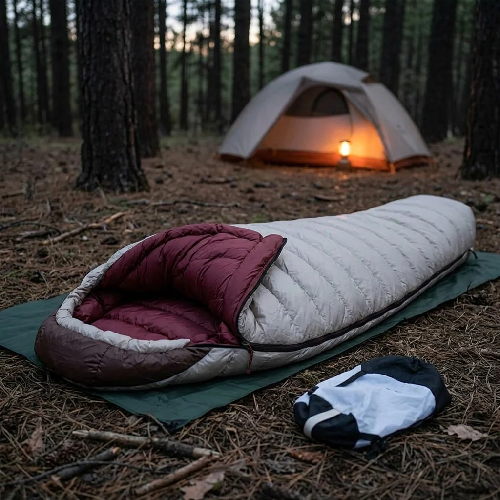Спальник з натуральним пухом Naturehike Snowbird NH20YD001, p-р M, коричневий 350 г