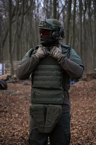 Захист паху (напашник) потрійний Kiborg з балістичним пакетом 1 клас захисту Militex Khaki — фото 11