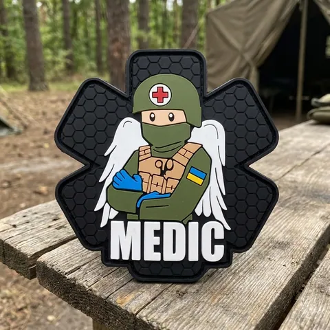 ПВХ патч (шеврон) "Військовий медик" чорний