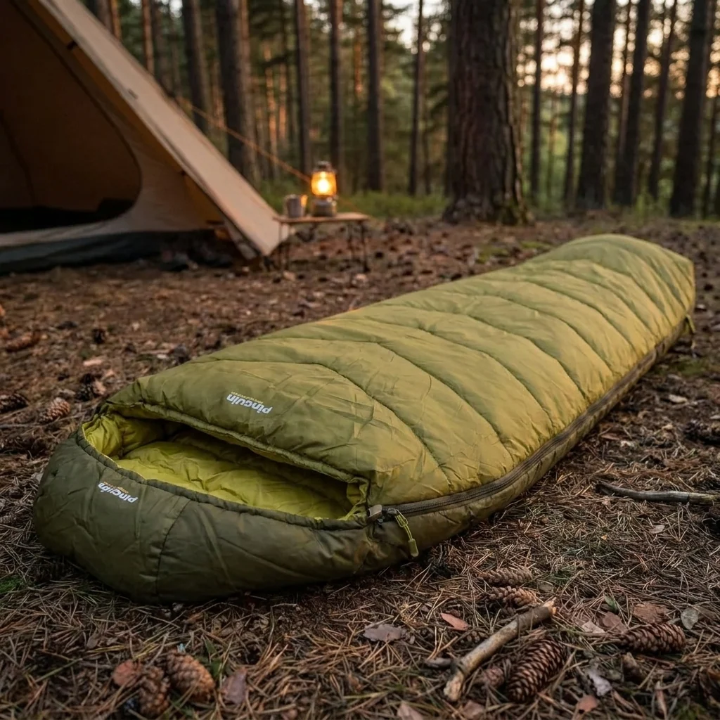 Лівостороній спальний мішок-ковдра Pinguin Safari (4/1°C), 190 см - Хакі