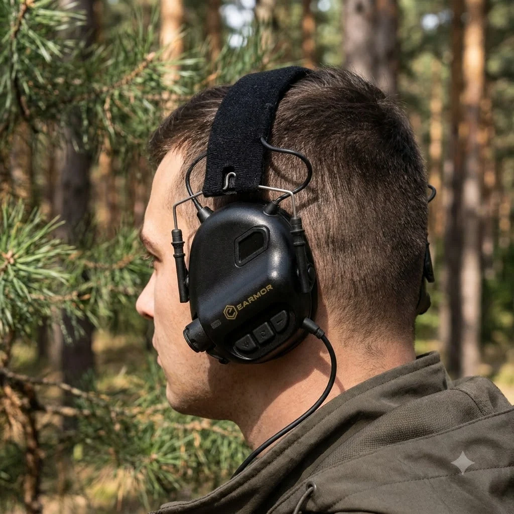 Тактичні навушники EARMOR M31 Black з універсальним кріпленням