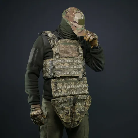 Потрійний захист паху/напашник Kiborg з балістичним захистом 2 клас Militex Піксель — фото 8