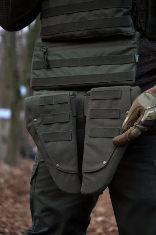 Потрійний захист паху/напашник Kiborg з балістичним захистом 2 клас Militex Хакі — фото 11