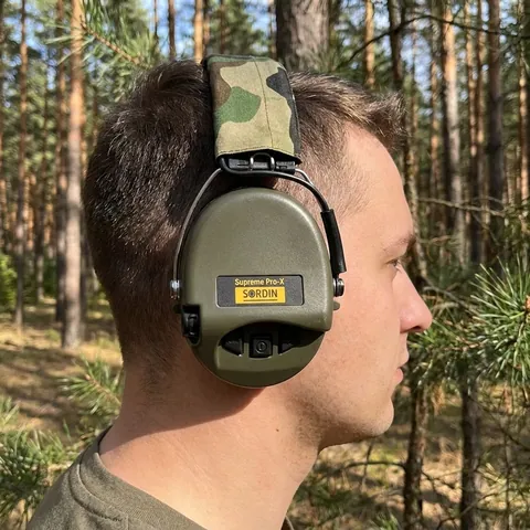 Навушники активні тактичні шумоподавлюючі Sordin Supreme Pro X з LED ліхтарем Оливковий (Ranger Green)