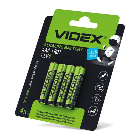 Батарейка лужна Videx LR03/AAA 4шт Blister Card — фото 2
