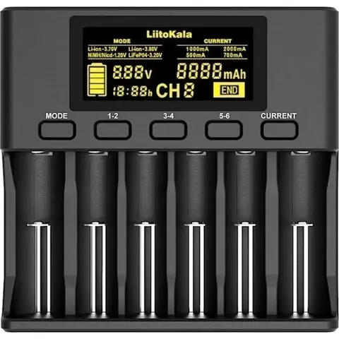 Універсальний зарядний пристрій LiitoKala Lii-S6 EU на 6 каналів + автомобільний кабель — фото 4