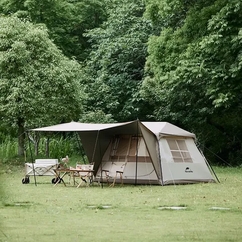 Намет з навісом Naturehike Village CNK2300ZP022, коричневий великий — фото 3