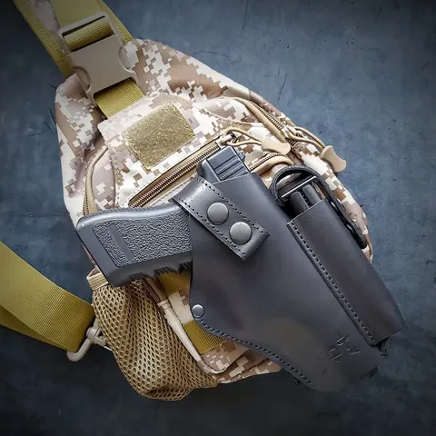 Шкіряна кобура під GLOCK 17 на MOLLE, чорна — фото 5