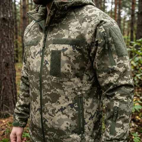 Куртка Windproof Softshell вітрозахисна (піксель), водостійка, фліс 320 г/м² — фото 3