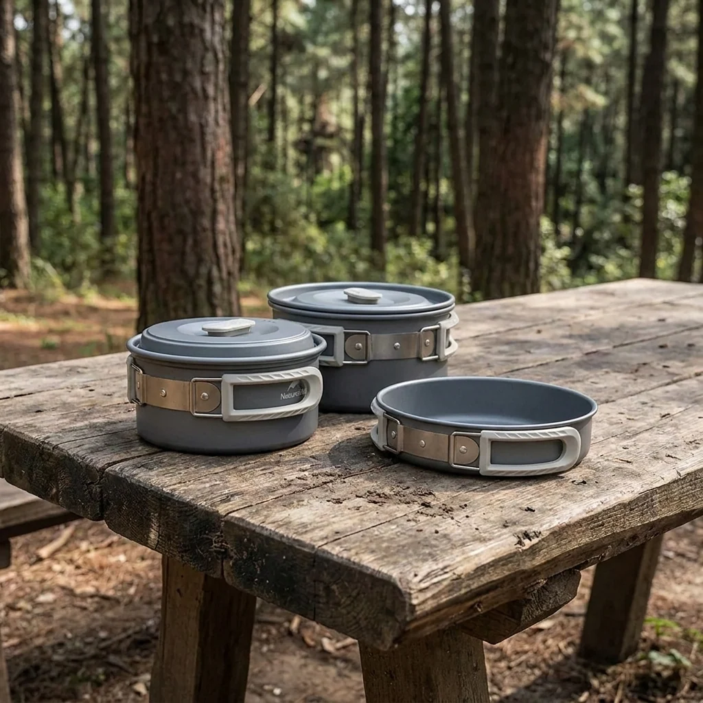 Набір посуду (2 каструлі, сковорідка) Naturehike CNK2450CF010, алюміній
