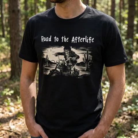 Футболка з принтом Road to the afterlife кулір DTG чорна — фото 3