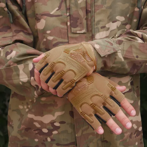 Безпалі Рукавиці койот з гумовим демпфером Mechanix — фото 8