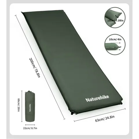 Килимок самонадувний одномісний Naturehike CNK2450WS020, 100 мм, темно-зелений — фото 4