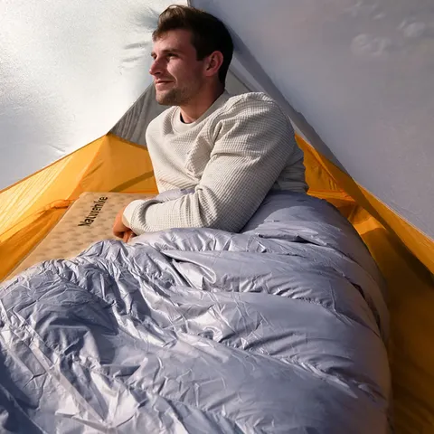 Спальник з натуральним пухом Naturehike CW700 CNK2450WS048, p-р M, чорно-блакитний — фото 9
