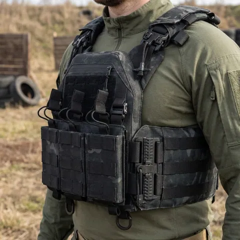Плитоноска Kiborg GU Gen.2 + з'ємна панель для трьох магазинів Чорний Мультикам