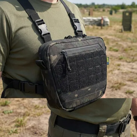 Сумка-напашник XL Kiborg з балістичним захистом 2 клас Militex Чорний Мультикам