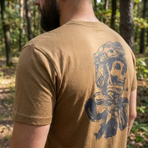 Футболка з принтом Skull Soldier кулір шовкографія койот — фото 3
