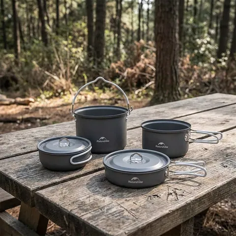 Набір посуду (2 каструлі, 2 кришки) Naturehike NH18T018-G, алюміній