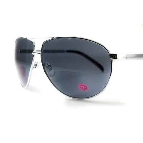 Окуляри біфокальні (захисні) Global Vision Aviator Bifocal (+3.0) (gray), чорні біфокальні лінзи в металевій оправі, Чорний — фото 7