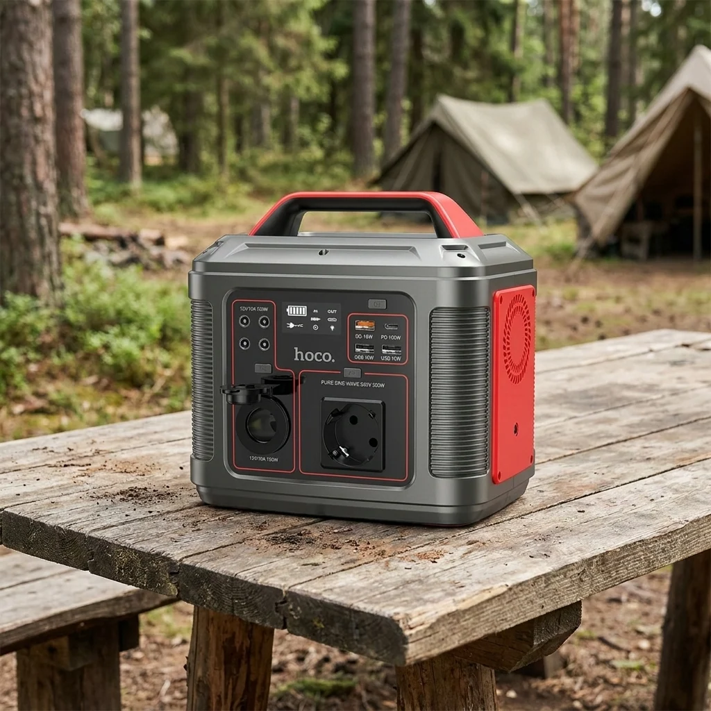 Портативна зарядна станція HOCO DB28 300W Iron Gray+Red