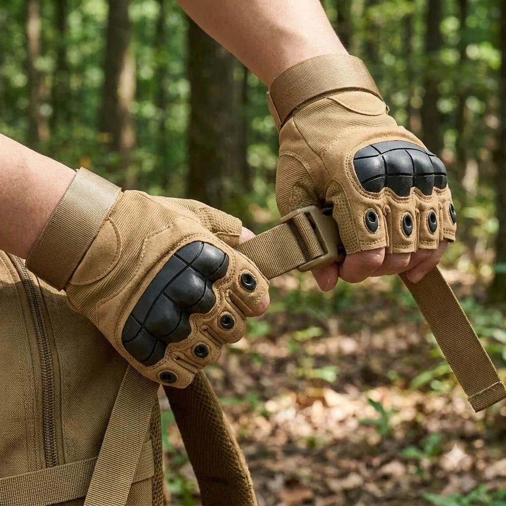 Безпалі каучукові рукавиці койот з кісточками Outdoor Tactics