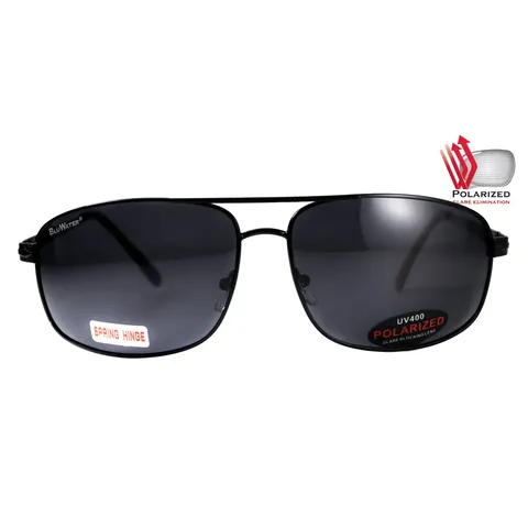 Окуляри поляризаційні BluWater Navigator-2 Polarized (gray), чорні в металевій оправі, Чорний — фото 4