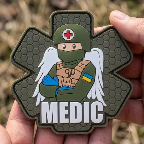 ПВХ патч (шеврон) "Військовий медик" олива — фото 3