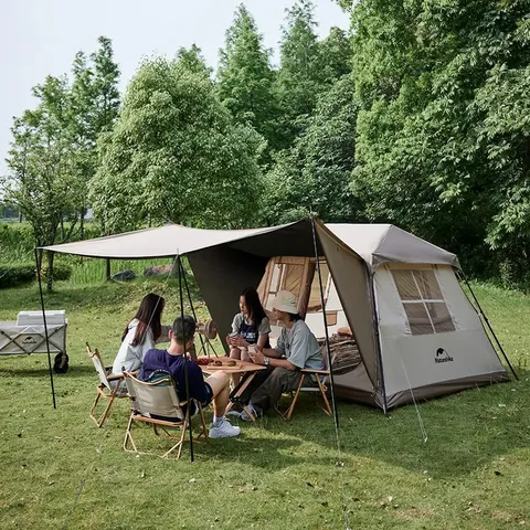 Намет з навісом Naturehike Village CNK2300ZP022, коричневий великий — фото 8