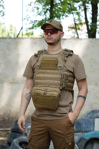 Комплект Плитонока Kiborg GU Gen.2 з двома підсумками та захистом 1 класу Койот — фото 9