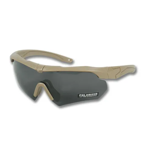 Тактичні окуляри Polarized uv400 C5 з 3 лінзами та Койот оправа — фото 4