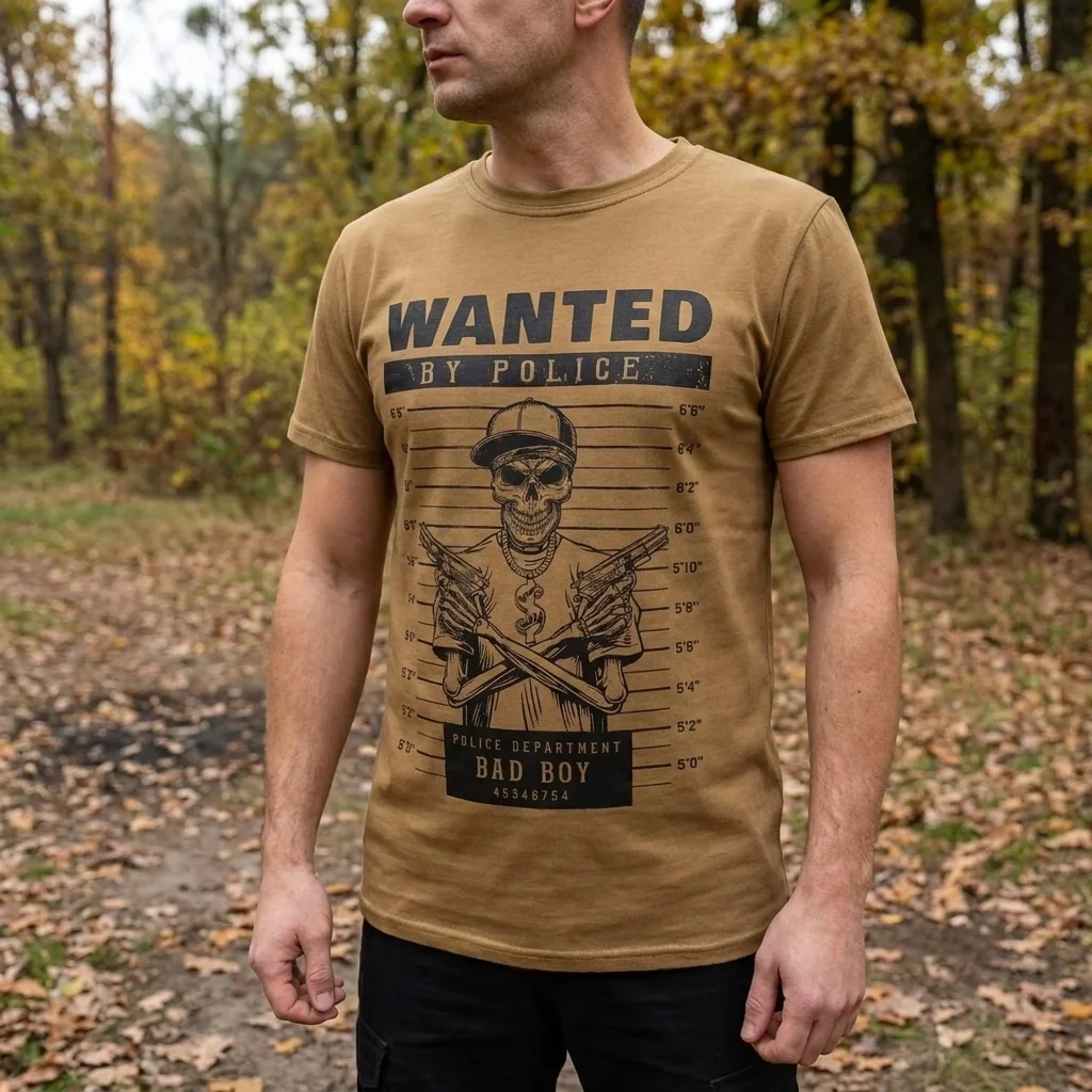 Футболка з принтом Wanted Bad Boy кулір шовкографія койот