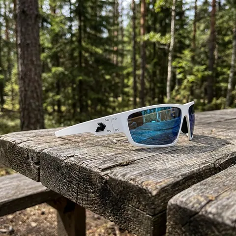 Захисні окуляри Gatorz Warhawk Smoke Optimized Polarized (OPz) w/ Blue Mirror, Frost w/Black Logo GZ-15-550