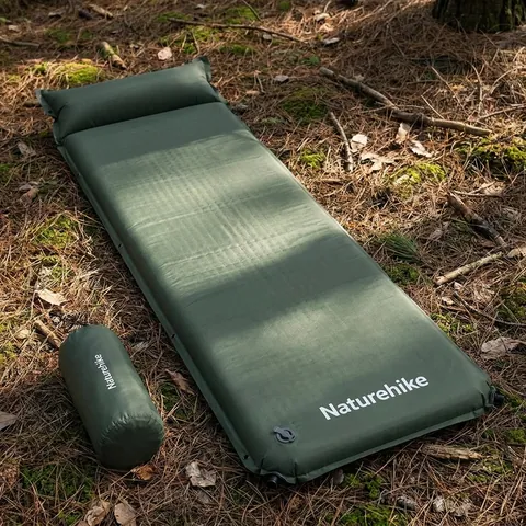 Килимок самонадувний одномісний з подушкою Naturehike CNK2450WS020, 100 мм, темно-зелений — фото 3