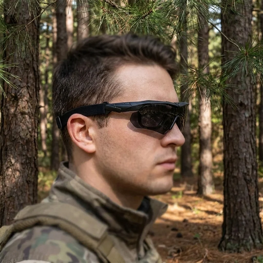 Тактичні окуляри Polarized uv400 C5 з 3 лінзами та Чорна оправа