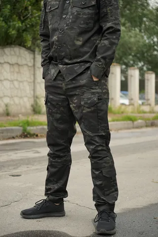 Тактичні штани UA Twill Black Multicam з посиленими колінами та 8 кишенями — фото 8