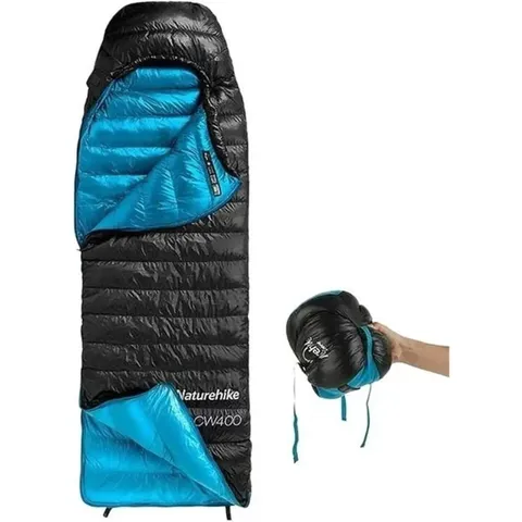 Спальник з натуральним пухом Naturehike CW400 NH18C400-D, p-р L, чорно-блакитний — фото 5