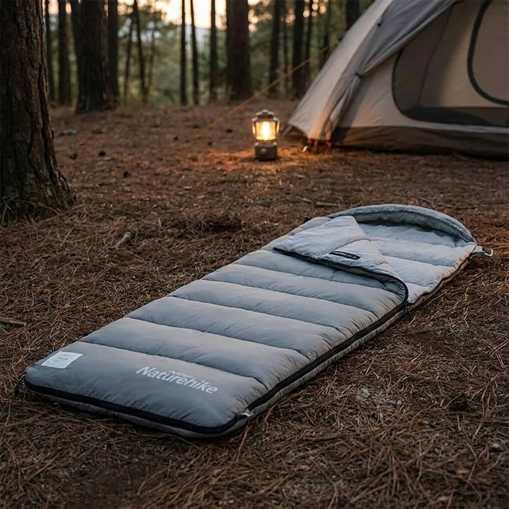 Спальник з капюшоном із звичайним мішком для зберігання Naturehike M400 CNK2350WS023, (1°C), правий, сірий