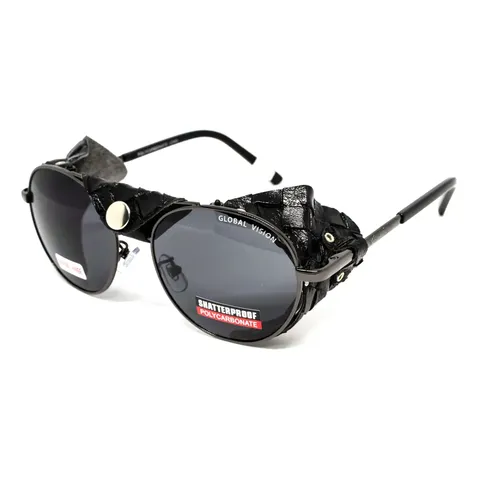 Окуляри захисні Global Vision Aviator-5 GunMetal (gray), сірі в темній оправі зі з'ємним ущільнювачем із синтетичної "шкіри", Чорний — фото 2