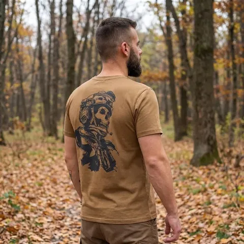 Футболка з принтом Skull Soldier кулір шовкографія койот