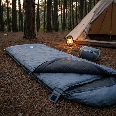 Спальник надлегкий Naturehike Ultralight LW180 NH21MSD09 правий, (15°C), p-p M, сіро-синій