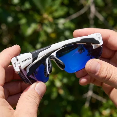 Окуляри захисні Global Vision Hercules-7 White (G-Tech blue) дзеркальні сині в білій оправі, Білий — фото 3