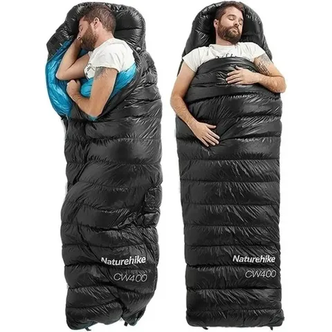 Спальник з натуральним пухом Naturehike CW400 NH18C400-D, p-р L, чорно-блакитний — фото 6